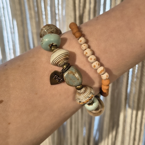 Trades Of Hope Jewelry - Turquoise & Orange Boho Beaded Bracelet Set